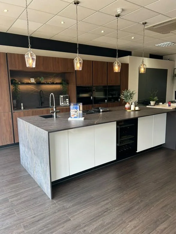Modern Kitchen Island with Pendant Lights